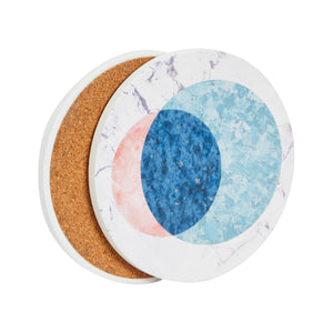 Set of 8 Marble Moon Design Table Coasters for Drinks, Round Cork Base and Holder for Housewarming Gift (4 In)