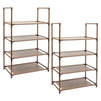 2 Pack Brown 4-Tier Narrow Shoe Rack for Entryway, Metal Free Standing Shelf Organizer for Closet (17 x 11 x 30 In)