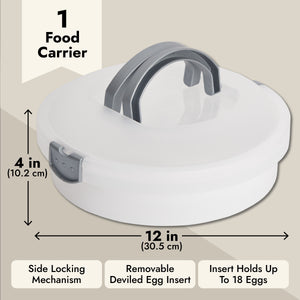 Round Dessert Carrier with Lid and Handle, 12 Inch Container for Cheesecake, Pie, Cupcakes (White, 12x4in)