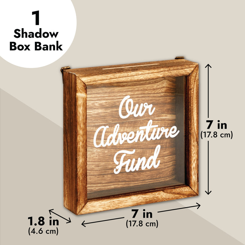 Our Adventure Fund, Vacation Shadow Box for Weddings, Honeymoon Savings Piggy Bank for Adults (7 x 7 Inches)