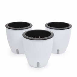 White Self Watering Pots for African Violets and Indoor Plants (7 x 7.5 In, 3 Pack)