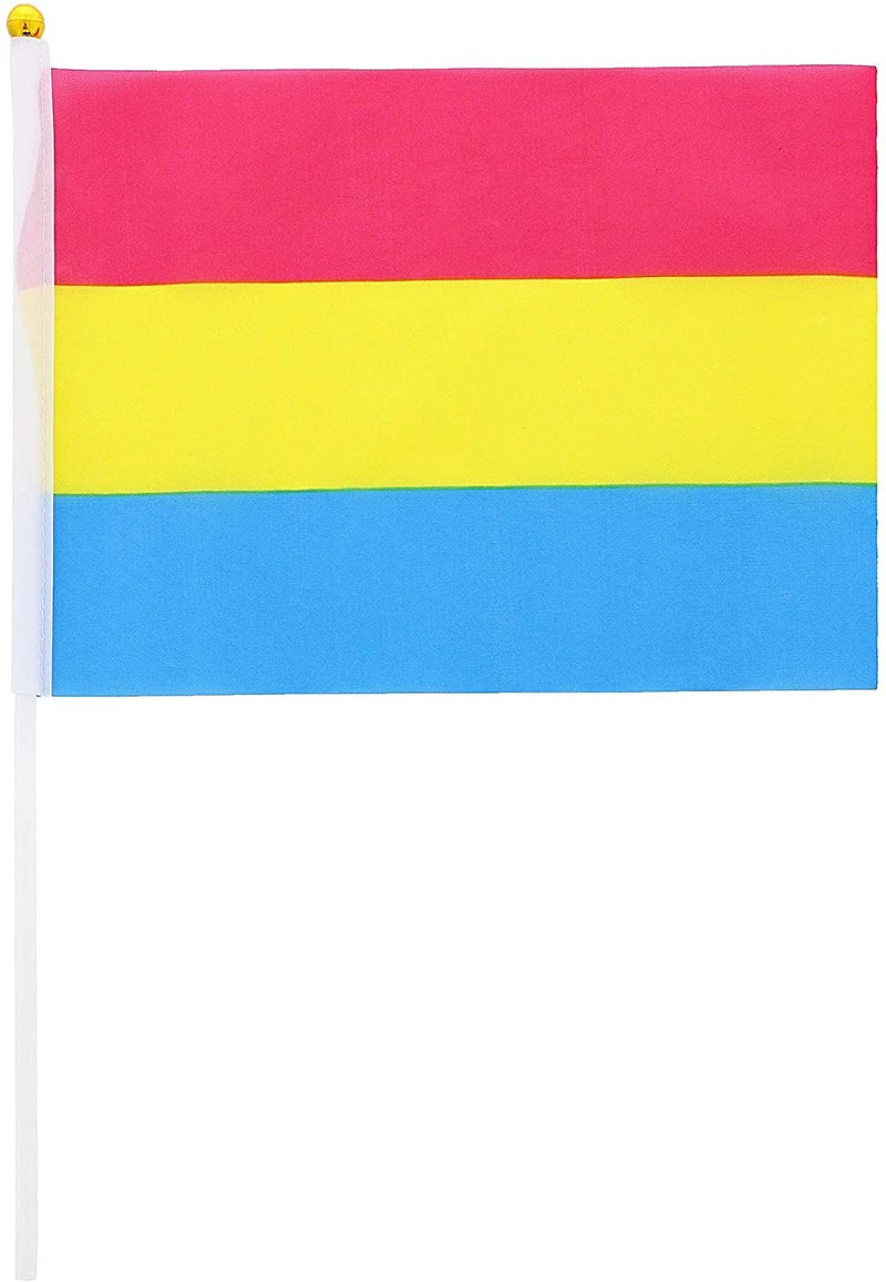 Pansexual Pride Flag, LGBTQ Handheld Stick Flags (12 In, 60 Pack)