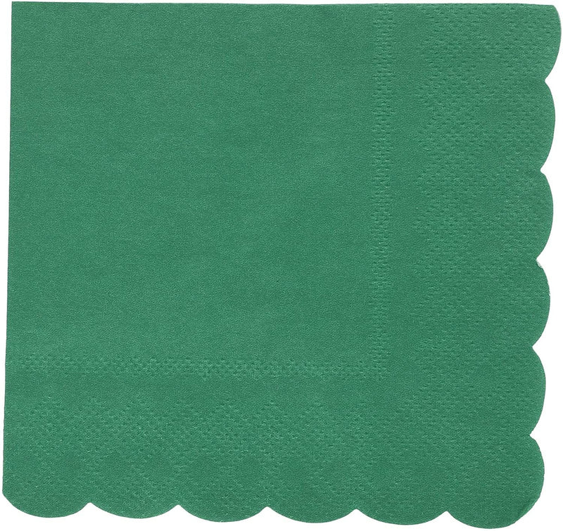 Scalloped Edge Cocktail Napkins (5 x 5 In, Forest Green, 100-Pack)