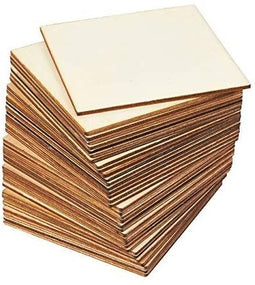 Wood Squares for Crafts, Unfinished Wooden Cutout Tile (4 In, 36 Pack)