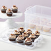 2 Tier Cupcake Carrier for 24 Cupcakes, Transport Container with Lid for Muffins (13.5 x 10.25 x 7.5 In)