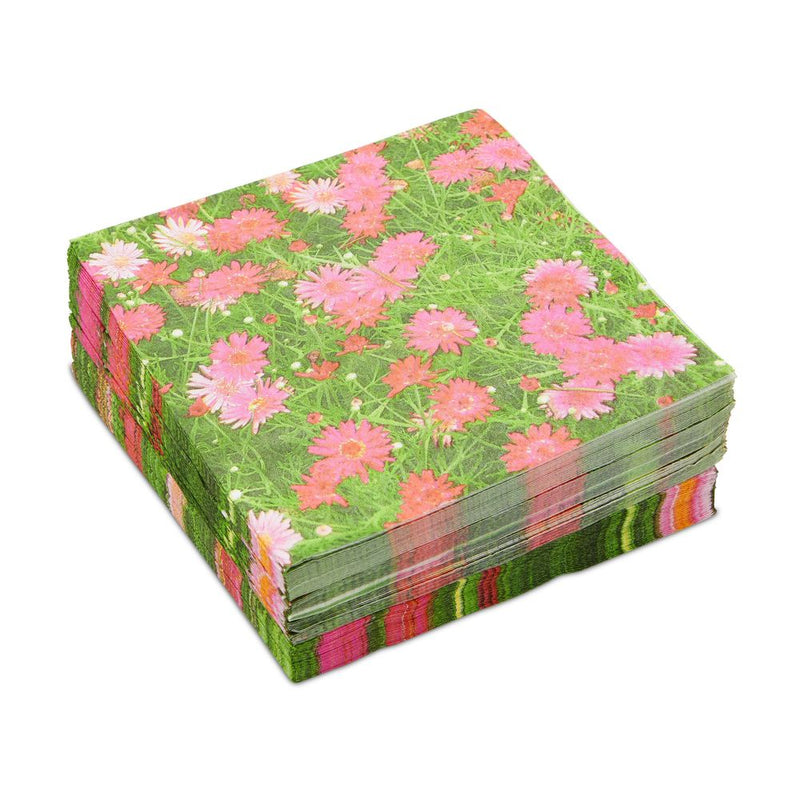 Pink Daisy Paper Napkins for Birthday Party Decorations (6.5 x 6.5 In, 100 Pack)