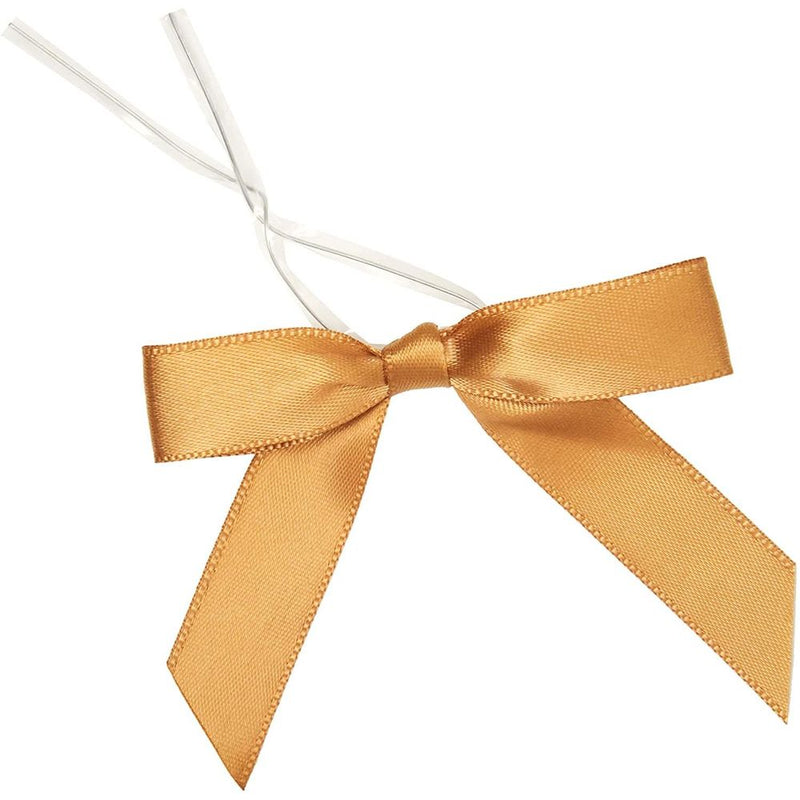  Gold Twist Tie Bow, 30 Pack Small Bows for Crafts