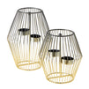 2 Piece Diamond Shaped Metal Tealight Candle Holder Centerpiece, 2-Tone Gold and Black Candle Holders (2 Sizes)