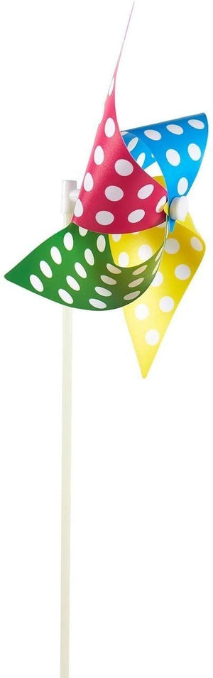 Pinwheels - Pack of 24, 15.5-Inch Polka Dot Pinwheels - Value Pack - Suitable as Kids Toy or Garden, Party, Outdoor, Yard, Decoration | Multicolored, 15.5 x 8 x 0.25 Inches