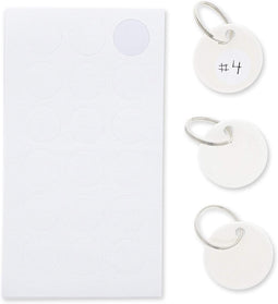 Juvale Round Key Tags with Split Rings and White Sticker Labels (96 Pack), White