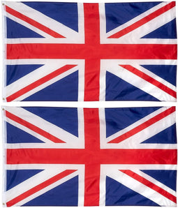2-Piece Uk Flags - Outdoor 3X5 Feet United Kingdom Flags, British National Flag Banners, Double Stitched Polyester Flags with Brass Grommets, Decorations for Parties and Festivals, 3 X 5 Feet