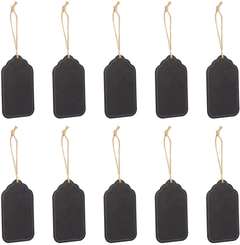 Mini Hanging Chalkboard Tags with Jute Strings for Gift Wrapping, Christmas Ornaments, DIY Crafts (2.4 x 4 In, 10 Pack)
