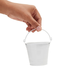 6 Pack White Mini Galvanized Buckets with Handles for Party Favors, Wedding Decorations, Easter Centerpieces (3.5 x 3 In)