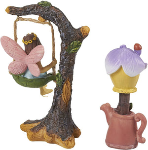 Miniature Fairy Garden Set, Resin Figurines for Lawn, Yard, and Home Decor (4 Pieces)