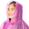 10 Pack Disposable Kids Rain Ponchos with Hood, Clear Plastic Raincoats, Pink, Blue (40.5 x 37 In)