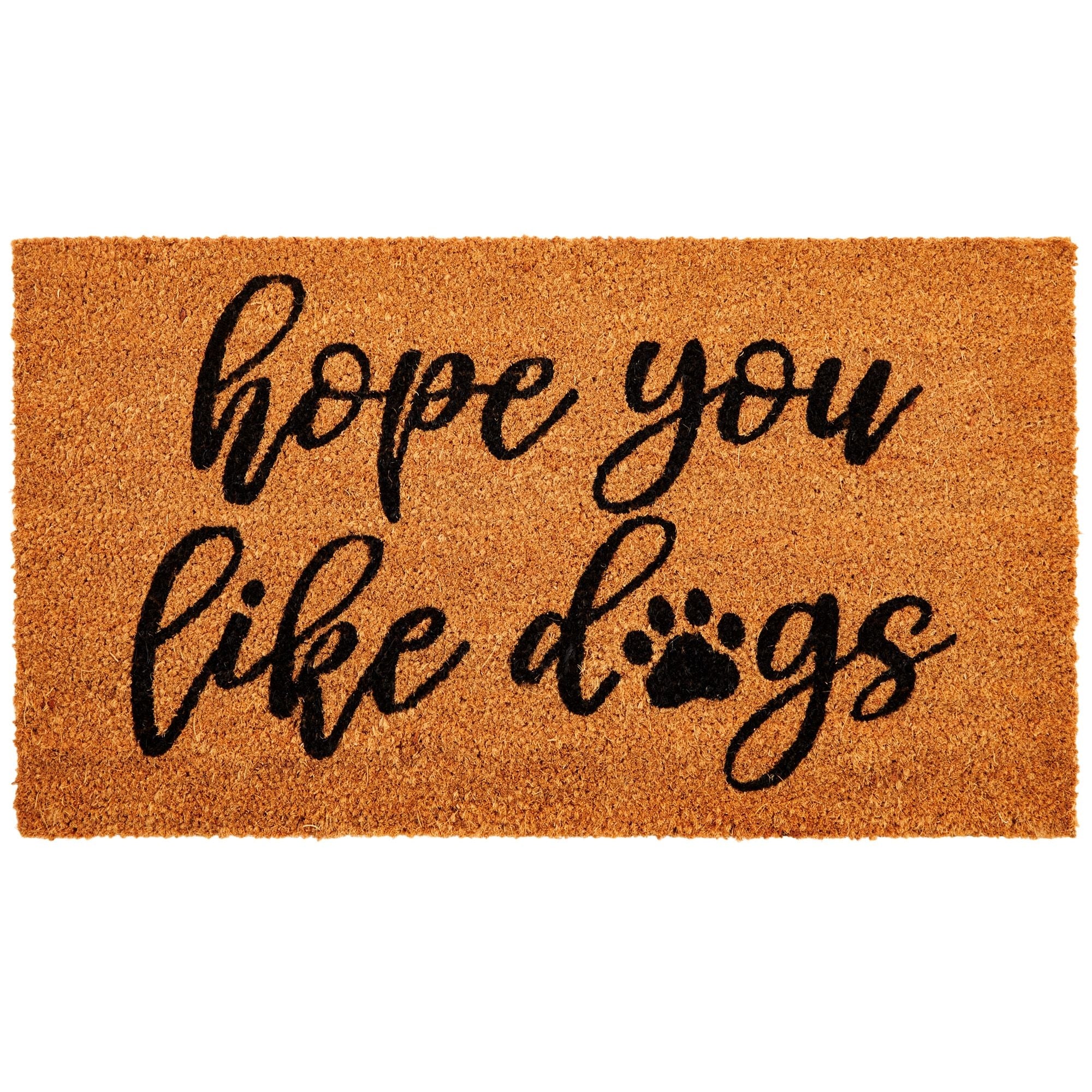Juvale Dog Coir Doormat, Dogs Welcome People Tolerated, Natural Outdoor Door Mat for Porch (30 x 17 in)