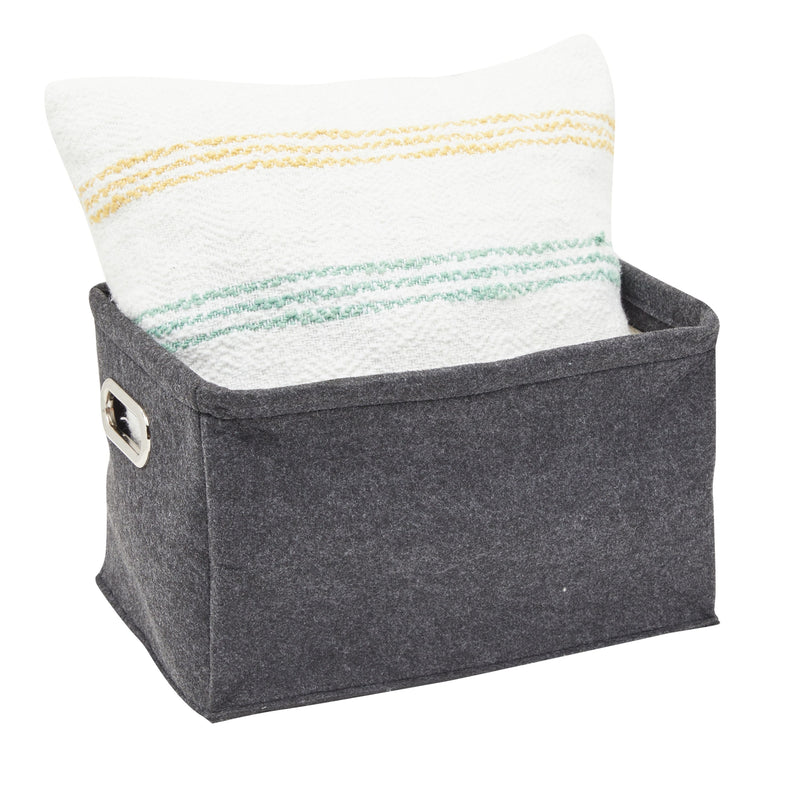 Collapsible Felt Storage Baskets 4 Pack, Foldable Organizer Bin with Handles 13.9 x 9.8 x 8.2 In, Grey