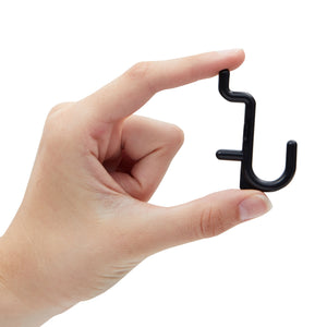100 Pcs Black Plastic J Hooks for Pegboard Accessories, Holds Up to 11 lbs., 1.45 x 2 in.