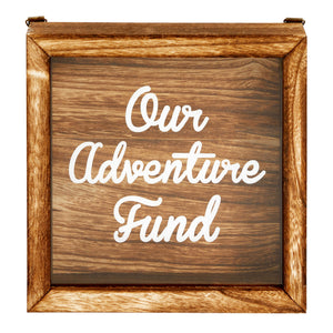 Our Adventure Fund, Vacation Shadow Box for Weddings, Honeymoon Savings Piggy Bank for Adults (7 x 7 Inches)