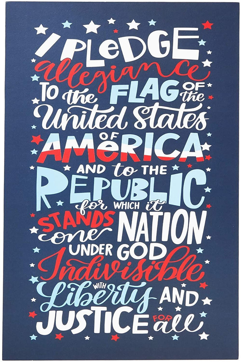 Juvale Patriotic Pledge of Allegiance Box Sign for Home Wall Decor (9 x 14 Inches)