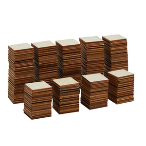 Wood Squares with Straight Corners for Crafts (1x1 Inch, 200 Pack)