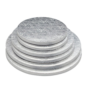 Set of 6 Silver Cake Drums, 8, 10 and 12 Inch Round Boards for Baking (2 of Each Size)