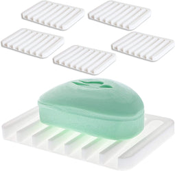 6-Pack Flexible Silicone Soap Saver Dish Drainer Holder Tray, 4.5 X 3.5 inches