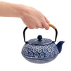 6-Piece Blue Floral Japanese Tea Set - Cast Iron Teapot Kettle with Stainless Steel Infuser, Trivet, 4 Teacups for Loose Leaf Tea (32 oz)