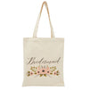 Bridesmaid Tote Bag with Canvas Drawstring Pouch, Proposal Gift in Rustic Floral Print