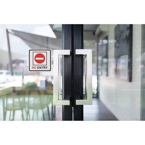 No Entry Signs - 4-Pack Metal No Trespass Signs, Aluminum Private Property Signs, Self-Adhesive, Ideal for Office, Retail, Restaurants, Indoors and Outdoors, 5.5 x 5.5 Inches