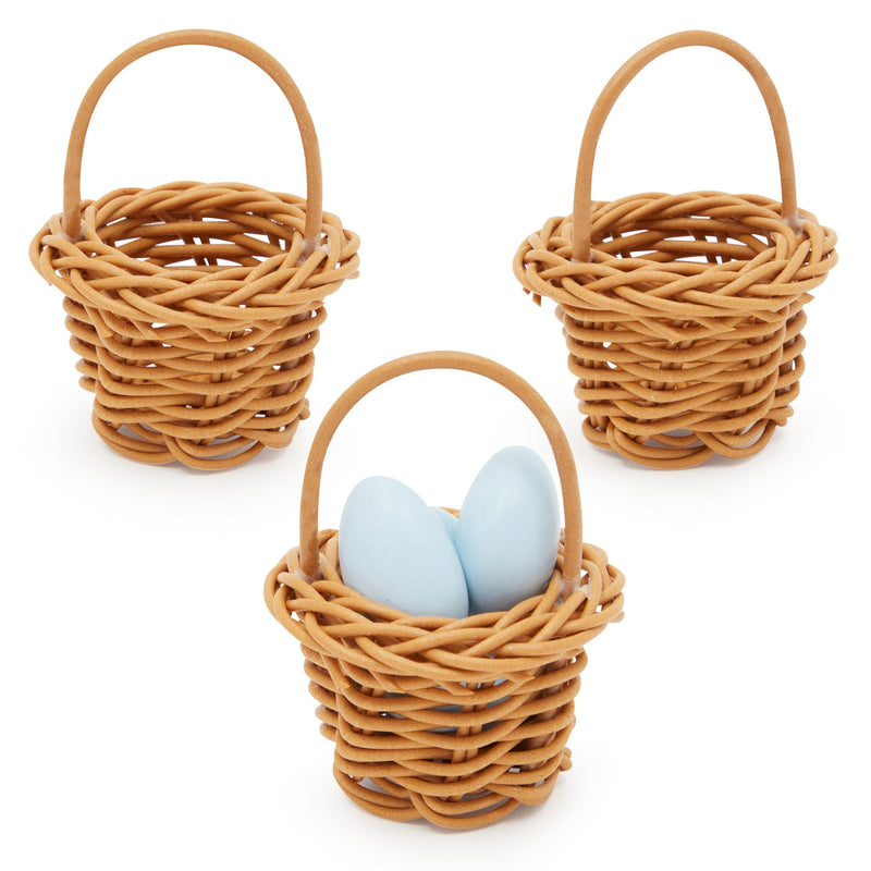 24 Pack Rattan Mini Picnic Baskets with Handles for Tiny Birthday Party Favors or Baby Shower (2.75 In)