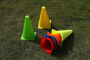 Multicolored Plastic Traffic Cones for Sports, and Drills (6 Pack)