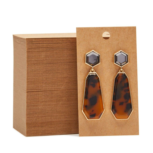Kraft Paper Earring Display Cards for Dangle Jewelry (3.5 x 2 In, 200 Pack)