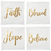 4 Pack Decorative Pillow Covers 20x20, Faith, Love, Blessed Pillow Cover Set (4 Designs, Gold Colored)