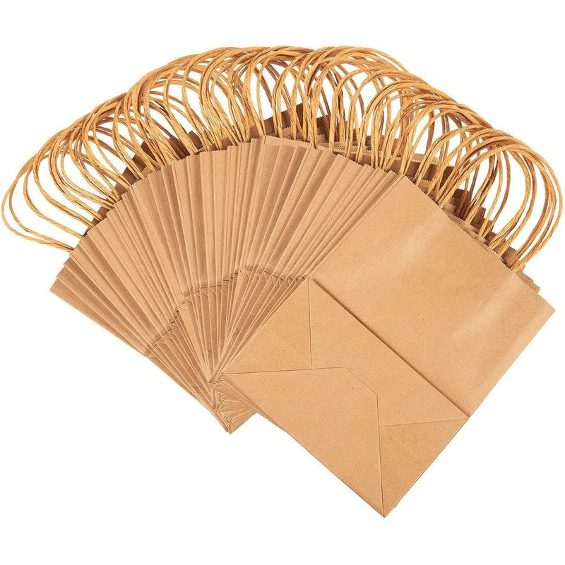 Medium Kraft Paper Gift Bags with Handles (Brown, 8 x 10 Inches, 36 Count)