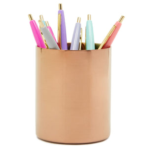 Rose Gold Pen Holder, Metal Pencil Caddy Organiser for Desk (3.2 x 4 In)