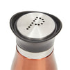 Stainless Steel Copper Salt and Pepper Shakers Set with Glass Bottom, Screw-Off Caps, Perforated "S" and "P" Designs for Kitchen (4oz)