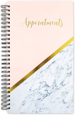 Juvale Salon Appointment Book, Undated Hourly Planner (Marble & Foil, 13.5x8.55)