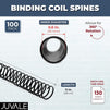 Black Spiral Binding Coils, Plastic Spines for 130 Sheets (12 in, 16mm, 4:1 Pitch, 100 Pack)