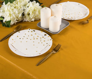 Mustard Yellow Rectangle Tablecloth, Plastic Party Table Cover (4.5 x 9 Ft, 6 Pack)