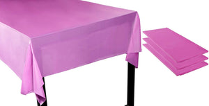 Fuchsia Pink Plastic Tablecloth - 3-Pack 54 x 108-Inch Rectangular Disposable Table Cover, Perfect for Buffet Banquet or Long Picnic Tables, Indoor Outdoor Decoration for Any Party, 4.5 x 9 Feet