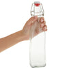 6 Pack 16 oz Glass Bottles with Swing Top Lids and Square Base, Includes Brush and Funnel for Homemade Brewing