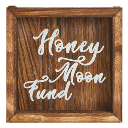 Wood Honeymoon Fund Box for Wedding Gifts, Shadow Piggy Bank, Rustic Home Decor Supplies (7 x 7 In)