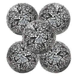 5 Pack Black Decorative Balls for Centerpiece Bowls, 3-Inch Mosaic Glass Sphere for Home Décor, Accessories for Living Room