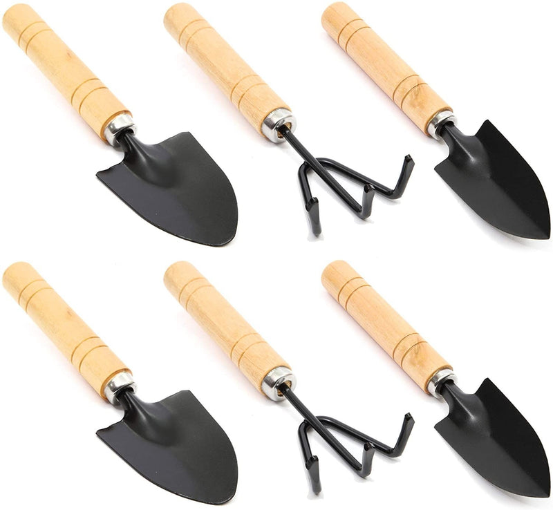 6 Pack Small Gardening Tools Set with Hand Trowel, Transplanter, Cultivator for Pruning, Digging and Weeding