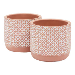 2 Pack 5 Inch Indoor Plant Pots with Drainage Hole, Red Terracotta Concrete Succulent Planters