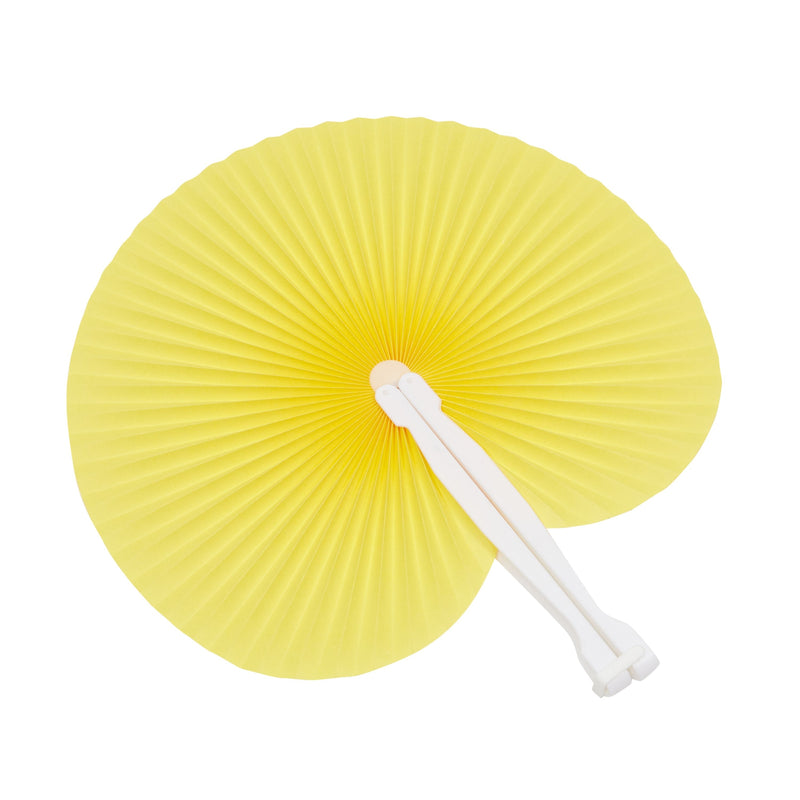 24 Pack Yellow Round Folding Handheld Paper Fans for Birthday Wedding Party Favor