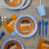 Happy Fathers Day Dinnerware Set, Paper Plates, Plastic Cutlery, Cups, and Napkins (Serves 24, 144 Pieces)