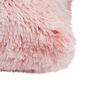 Blush Pink Faux Fur Throw Pillow Covers, Fuzzy Home Decor (18 x 18 Inches, 2 Pack)