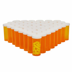 Empty Pill Bottles with Caps, Orange 8-Dram Prescription Medication Vials (50 Pack)